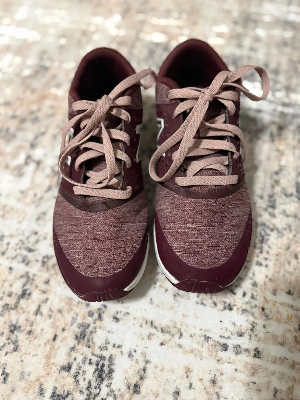 New Balance Women’s Burgundy Athletic Sneakers with Blush Laces